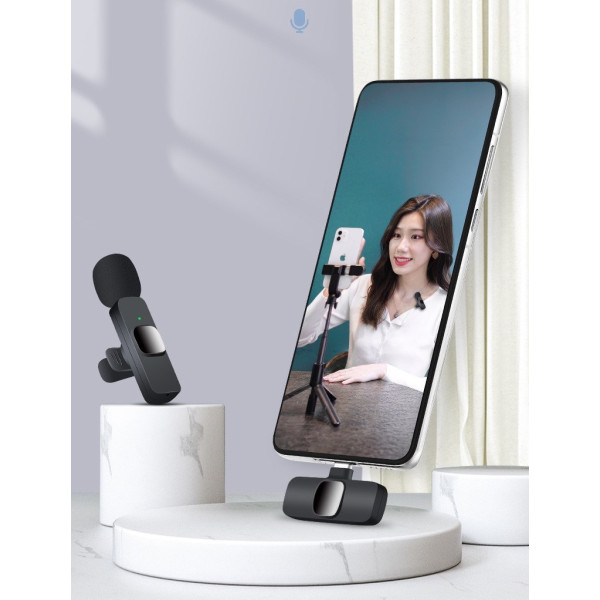 Микрофон петличный беспроводной K9 Wireless Lavalier с адаптерами Lightning TypeC