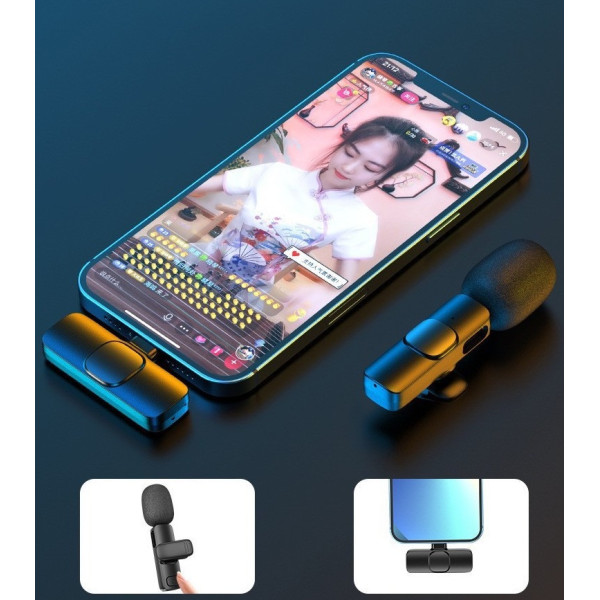 Микрофон петличный беспроводной K9 Wireless Lavalier с адаптерами Lightning TypeC