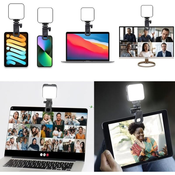 Лампа для селфи LED клипса White для фото и видео съемки студийный светильник аккумуляторный
