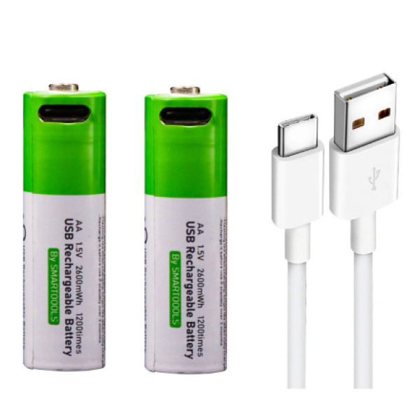 Батарейки AA Smartools USB Type-C 1.5V 2600mWh комплект 2 штуки