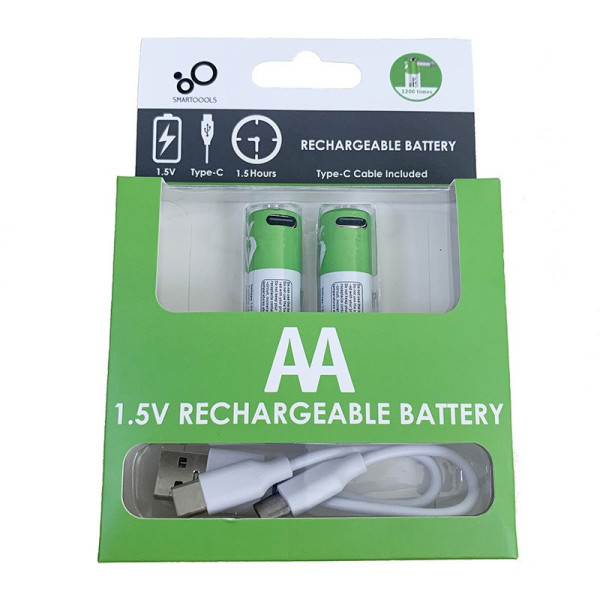Батарейки AA Smartools USB Type-C 1.5V 2600mWh комплект 2 штуки