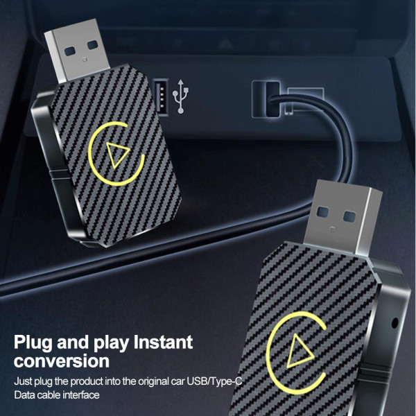 Автомобильный адаптер беспроводной для CarPlay и Android Auto USB Bluetooth Черный