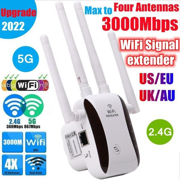 Роутер Wi-Fi усилитель сигнала repeater 2.4G 5G 1200Mbps с розеточной вилкой Белый