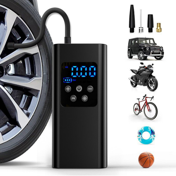 Автокомпрессор портативный от USB с LED дисплеем аккумуляторный 6000mAh