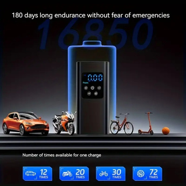 Автокомпрессор портативный от USB с LED дисплеем аккумуляторный 6000mAh