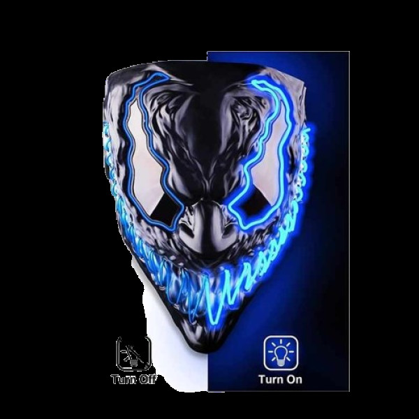 Маска Venom Aurora с синей неоновой подсветкой