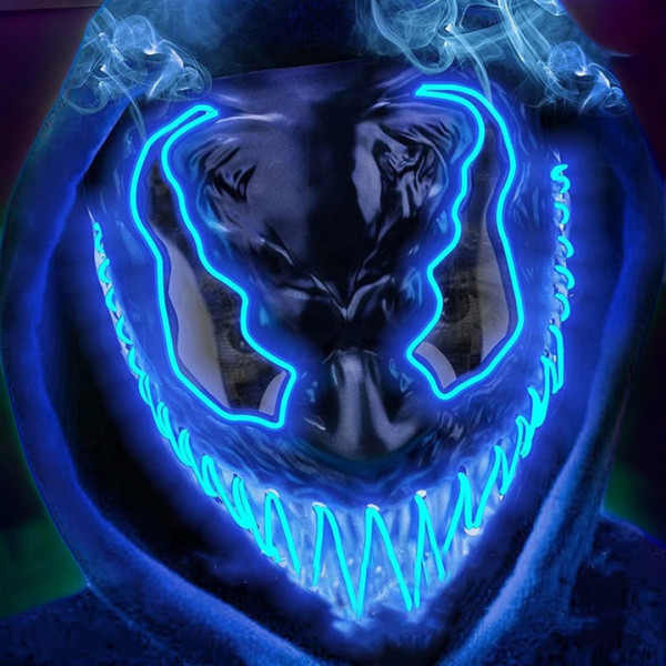 Маска Venom Aurora с синей неоновой подсветкой