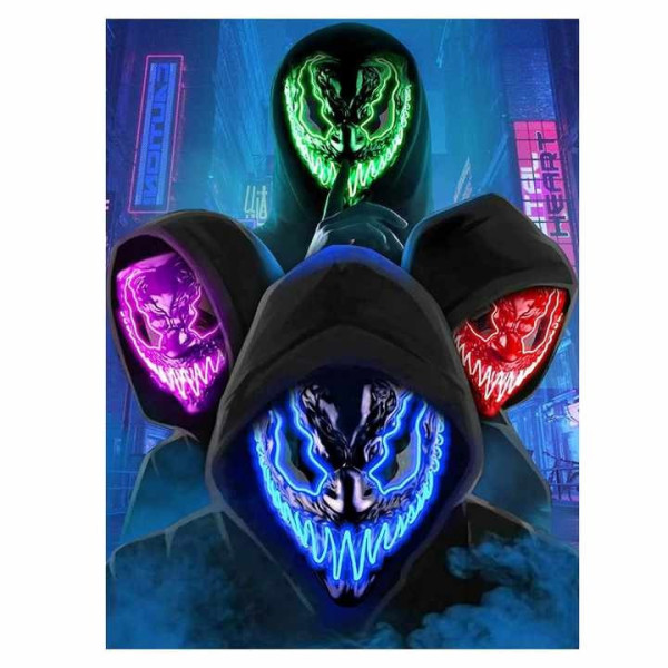 Маска Venom Aurora с синей неоновой подсветкой