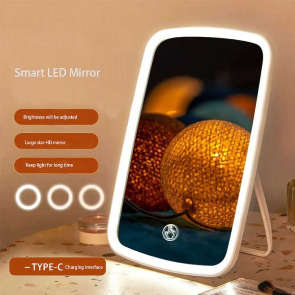 Зеркало для макияжа с подсветкой LED сенсорное настольное на аккумуляторе
