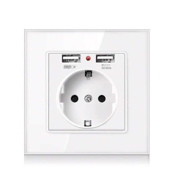 Розетка WH034W SIXWGH с двумя USB портами и заземлением