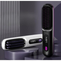 Расческа выпрямитель для волос аккумуляторная беспроводная Glamora S7 LED дисплей Black/White