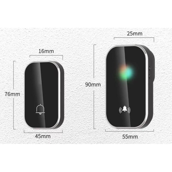 Комплект беспроводной звонок 38 мелодий на входную дверь от сети 220V Black/White