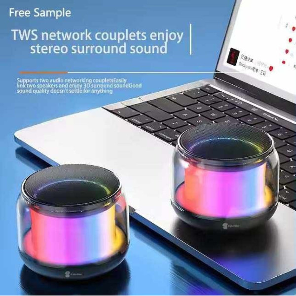 Колонка портативная мини S300 Bluetooth TWS 360° звук с подсветкой