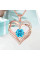 Женское ожерелье с кулоном сердце Heart Love голубой цирконий золотое