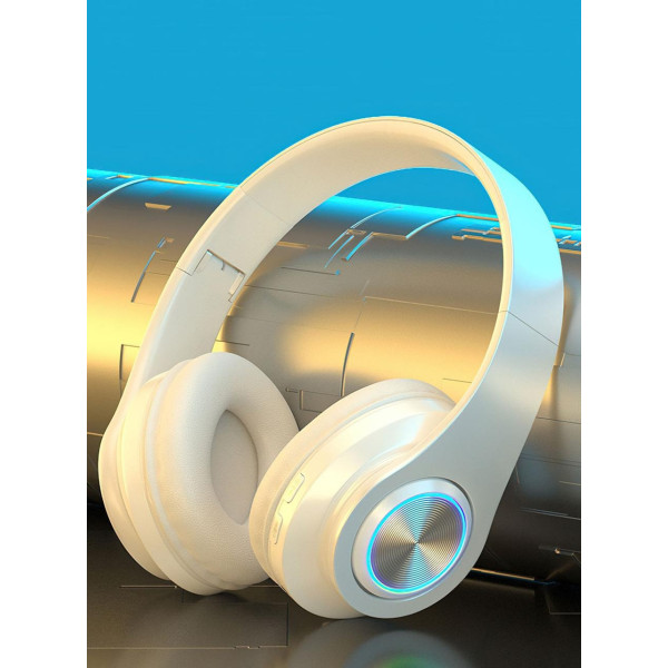 Беспроводные наушники B39 с подсветкой RGB Bluetooth с микрофоном гарнитура Black / White