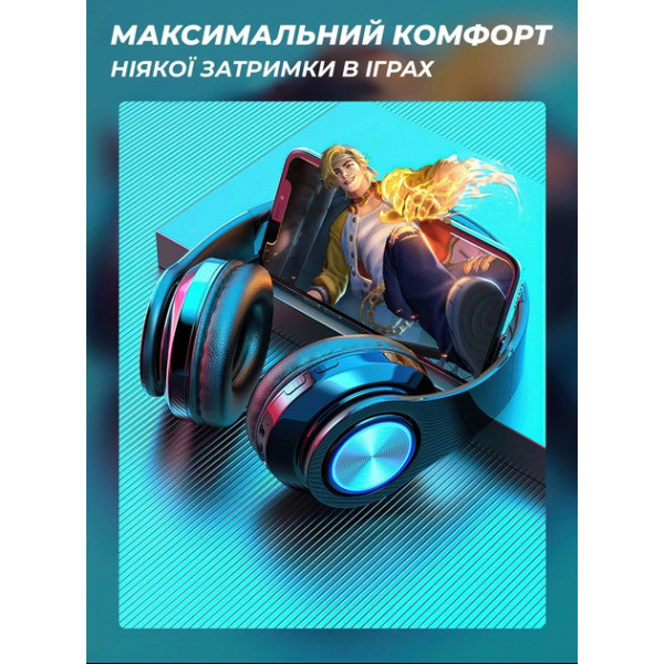 Беспроводные наушники B39 с подсветкой RGB Bluetooth с микрофоном гарнитура Black / White