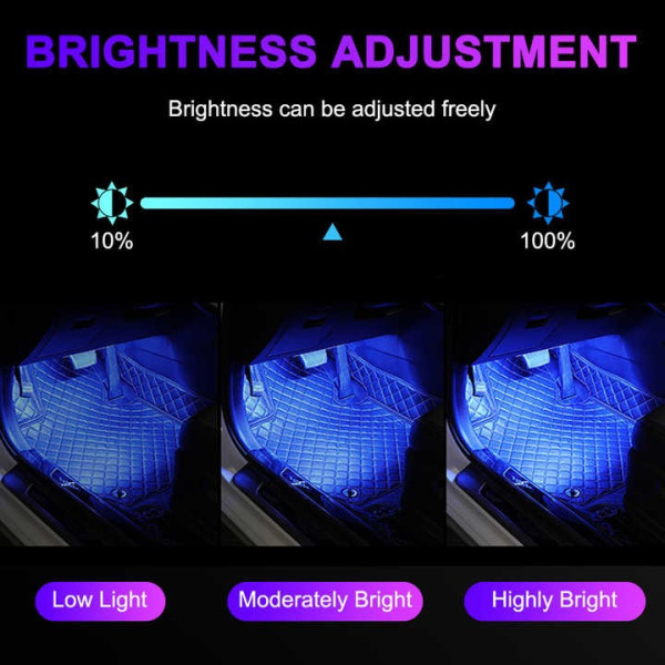 RGB подсветка салона авто LED подсветка ног в машину 4 шт USB Bluetooth APP