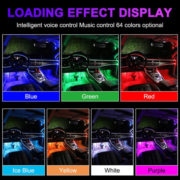 RGB подсветка салона авто LED подсветка ног в машину 4 шт USB Bluetooth APP