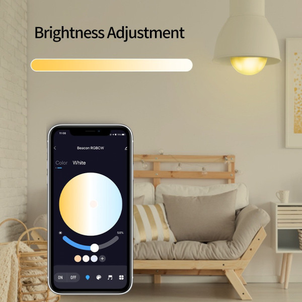 Умная LED лампа Tuya с WiFi и Bluetooth 9W, 16 млн цветов, управление через приложение и голосовые ассистенты