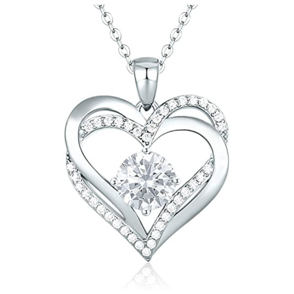 Ожерелье женское Heart кулон сердце из циркония Серебристый