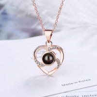 Кулон сердце с проекцией 100 языков Я тебя люблю ожерелье женское Heart