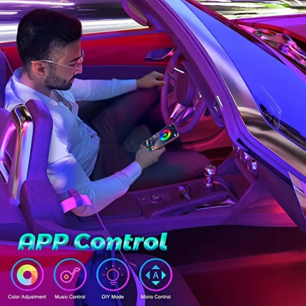 Светодиодная лента для авто RGB 16 млн цветов управление через приложение APP