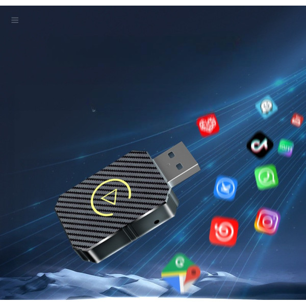 Автомобильный адаптер беспроводной для CarPlay и Android Auto USB Bluetooth Черный