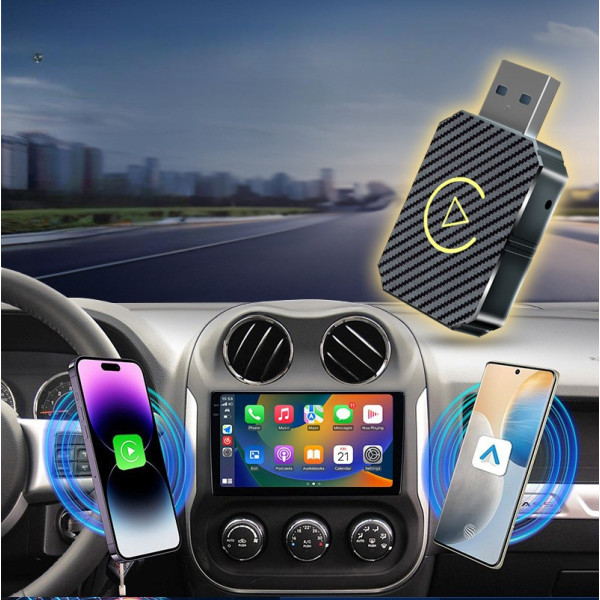 Автомобильный адаптер беспроводной для CarPlay и Android Auto USB Bluetooth Черный