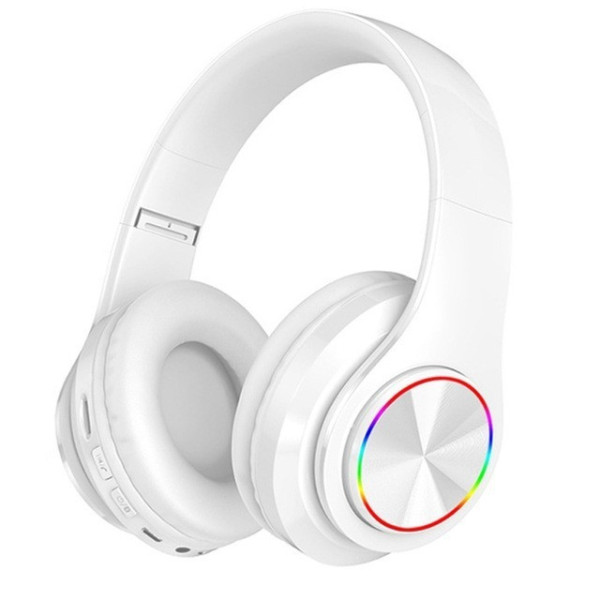Беспроводные наушники B39 с подсветкой RGB Bluetooth с микрофоном гарнитура Black / White