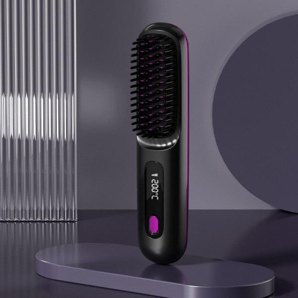 Расческа выпрямитель для волос аккумуляторная беспроводная Glamora S7 LED дисплей Black/White