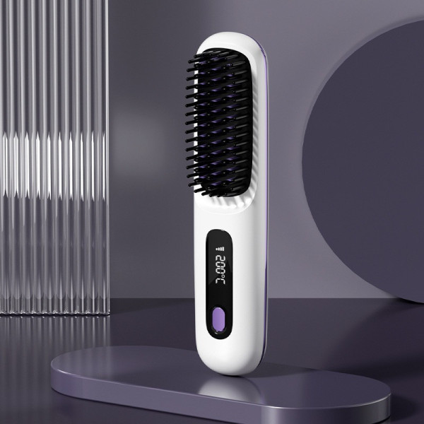 Расческа выпрямитель для волос аккумуляторная беспроводная Glamora S7 LED дисплей Black/White