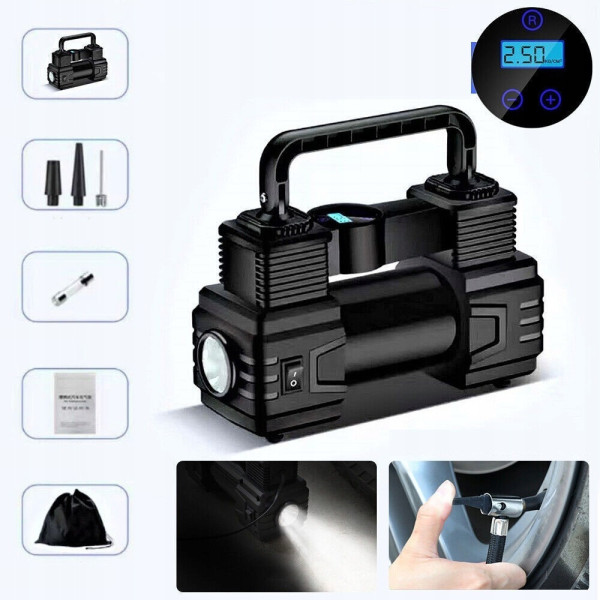 Портативный автомобильный компрессор Air Pump XL-1025 12V с цифровым дисплеем, LED-фонариком