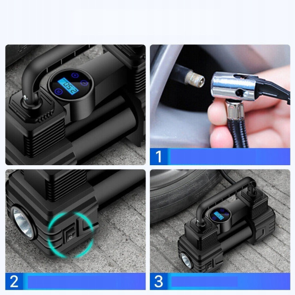 Портативный автомобильный компрессор Air Pump XL-1025 12V с цифровым дисплеем, LED-фонариком