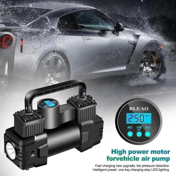 Портативный автомобильный компрессор Air Pump XL-1025 12V с цифровым дисплеем, LED-фонариком