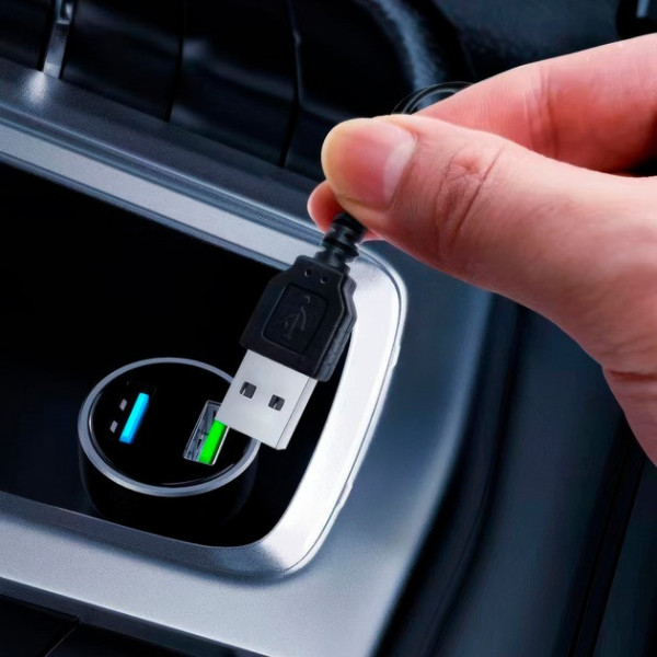 Неоновая гибкая подсветка салона авто 5 м с кантом USB, холодное свечение, красная
