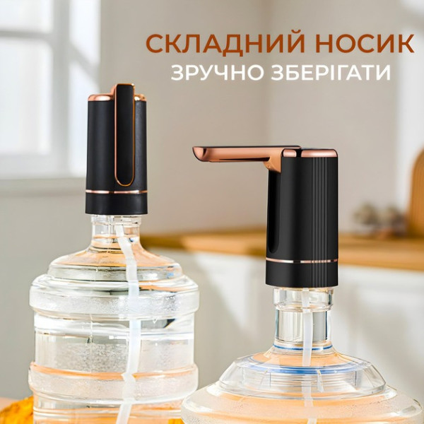 Электрический аккумуляторный насос-диспенсер для воды BRS 1200 мАч с USB Type-C зарядкой для бутылей 5/10/19 л