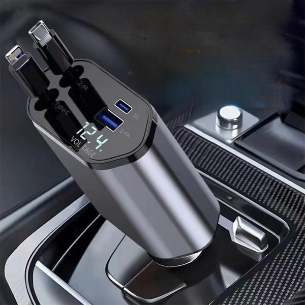 Автомобильное зарядное устройство Hugeel HG-CC11 66Вт с QC 3.0, PD, встроенным кабелем Type-C/Lightning