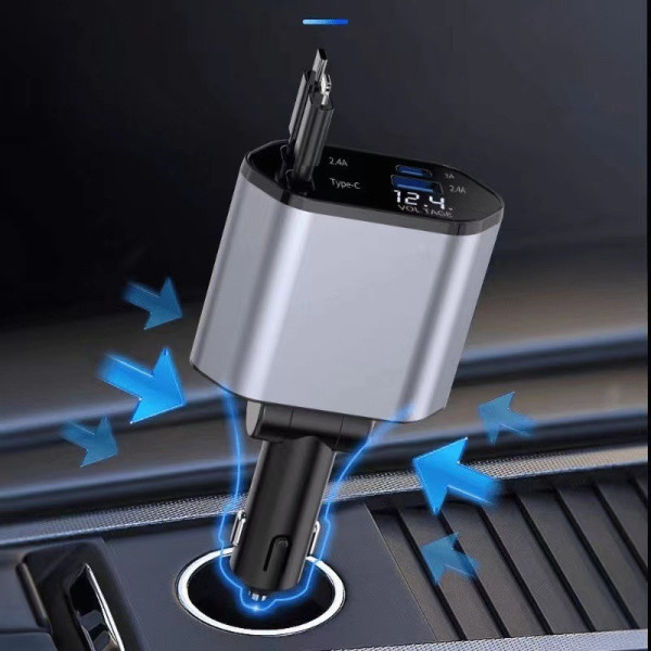Автомобильное зарядное устройство Hugeel HG-CC11 66Вт с QC 3.0, PD, встроенным кабелем Type-C/Lightning
