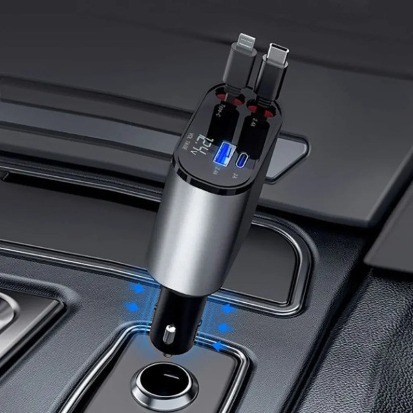 Автомобильное зарядное устройство Hugeel HG-CC11 66Вт с QC 3.0, PD, встроенным кабелем Type-C/Lightning