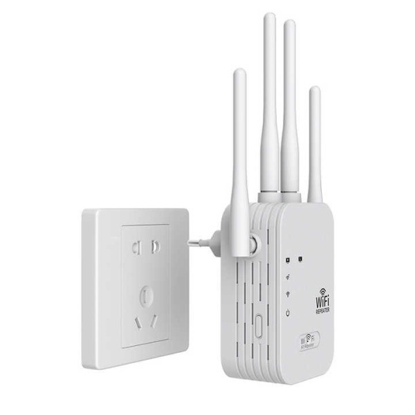 Репитер Wi-Fi усилитель сигнала 2.4 ГГц, скорость до 300 Мбит/с, 4 антенны, режимы повторителя и точки доступа
