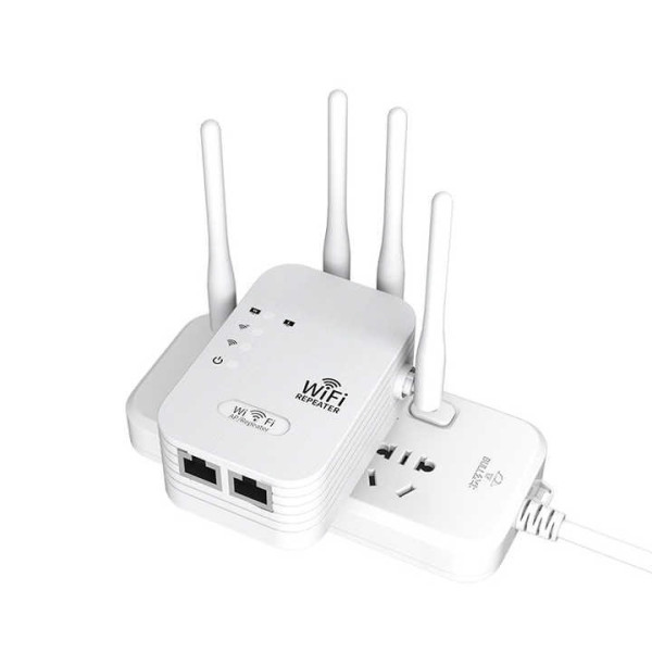 Репитер Wi-Fi усилитель сигнала 2.4 ГГц, скорость до 300 Мбит/с, 4 антенны, режимы повторителя и точки доступа