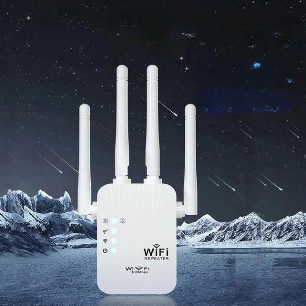 Репитер Wi-Fi усилитель сигнала 2.4 ГГц, скорость до 300 Мбит/с, 4 антенны, режимы повторителя и точки доступа