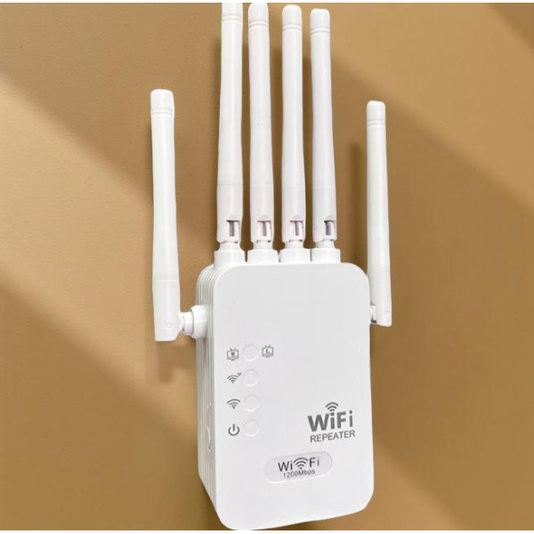 Двухдиапазонный Wi-Fi репитер 2.4/5 ГГц, скорость до 1200 Мбит/с, 6 антенн, RJ45, режим повторителя