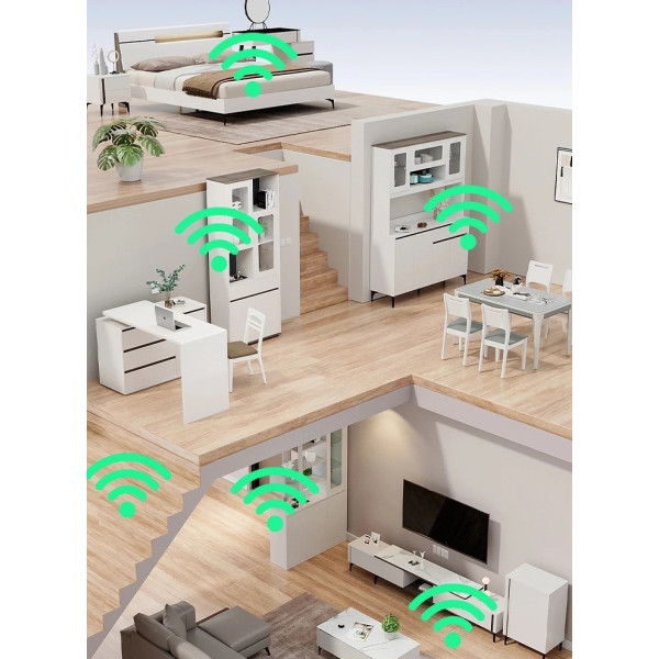Двухдиапазонный Wi-Fi репитер 2.4/5 ГГц, скорость до 1200 Мбит/с, 6 антенн, RJ45, режим повторителя