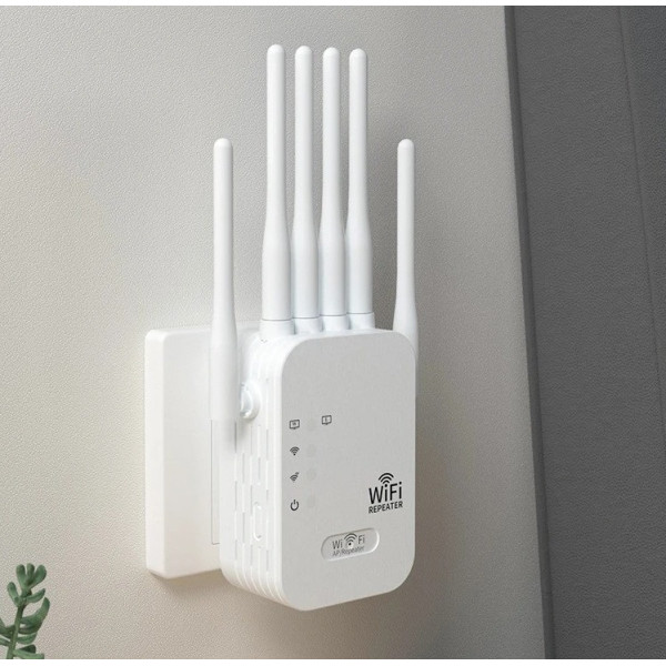 Двухдиапазонный Wi-Fi репитер 2.4/5 ГГц, скорость до 1200 Мбит/с, 6 антенн, RJ45, режим повторителя