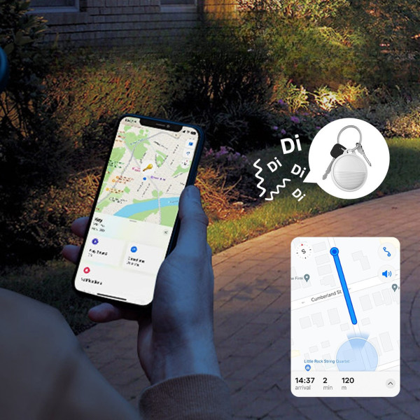 Bluetooth трекер для поиска вещей, совместимый с Find My, с зумером, черный/белый