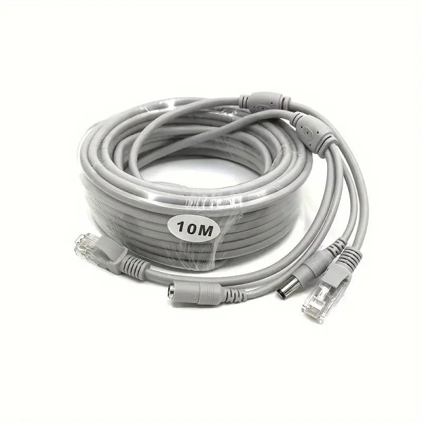 Готовый комбинированный кабель RJ45 + DC для видеонаблюдения, 10 м, медный, LAN + питание