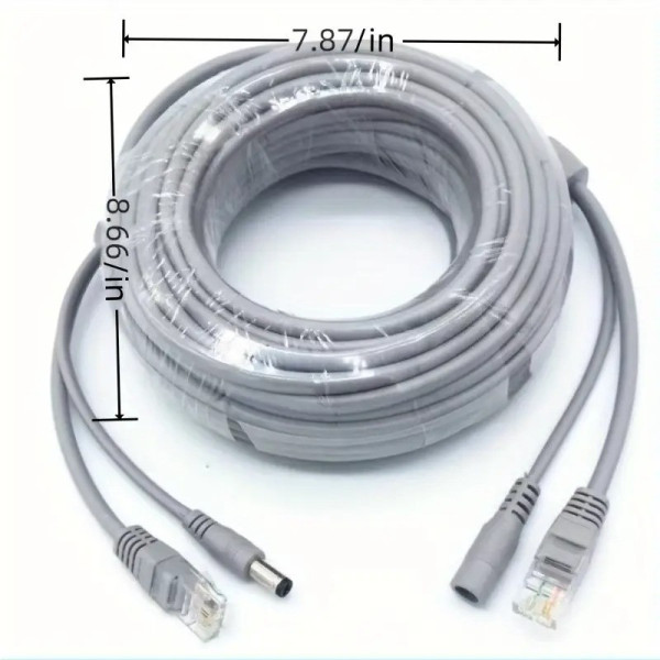 Готовый комбинированный кабель RJ45 + DC для видеонаблюдения, 10 м, медный, LAN + питание