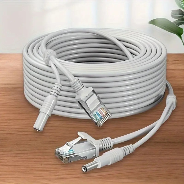 Готовый комбинированный кабель RJ45 + DC для видеонаблюдения, 10 м, медный, LAN + питание