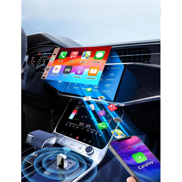 Беспроводной автоадаптер CarPlay/Android Auto с USB Type-C, plug & play, для iOS и Android
